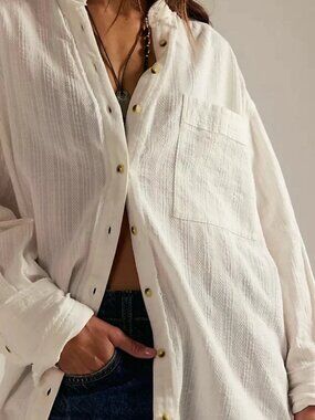 Free People We The Free Summer Sorbet Shirt Buttondown Oversized Top XS